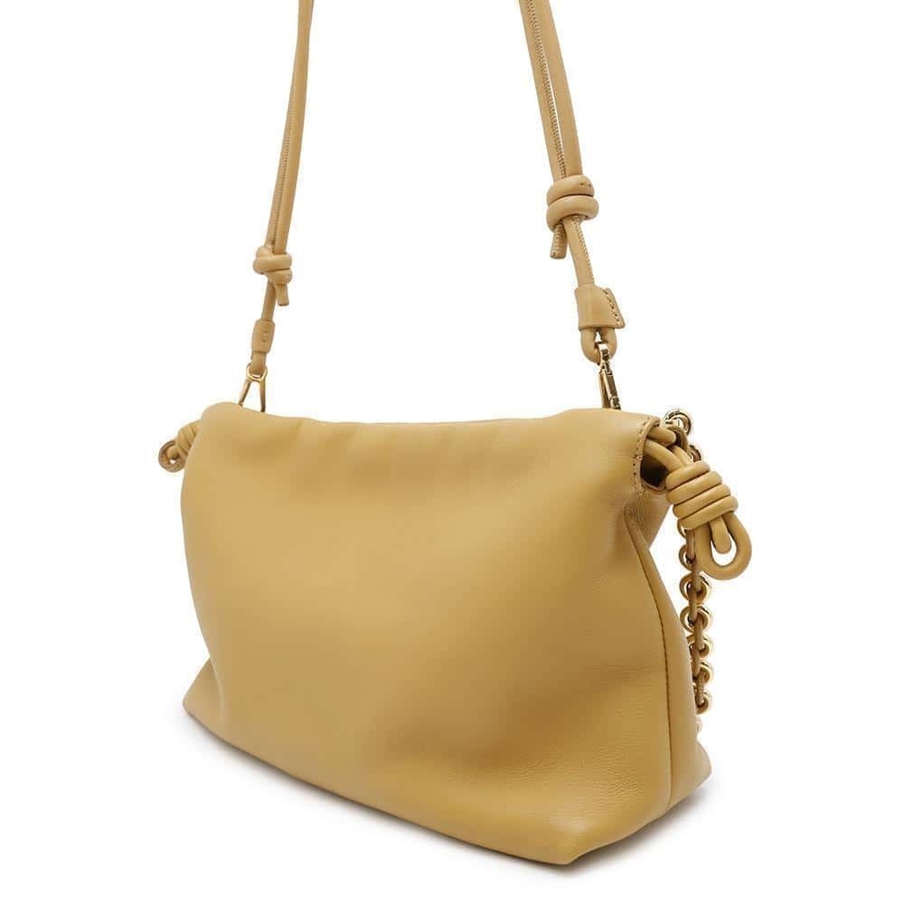Loewe Knot Donut Sahara Mellow Chain Yellow Nappa Clutch Flamenco